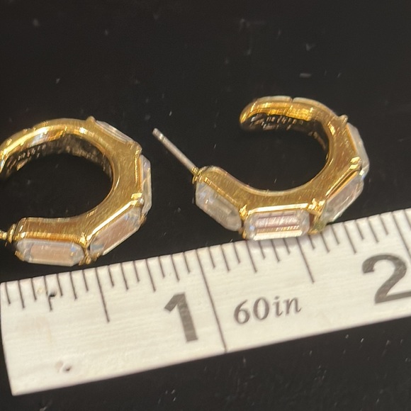Vintage Trifari gold rhinestone chunky hoop earrings